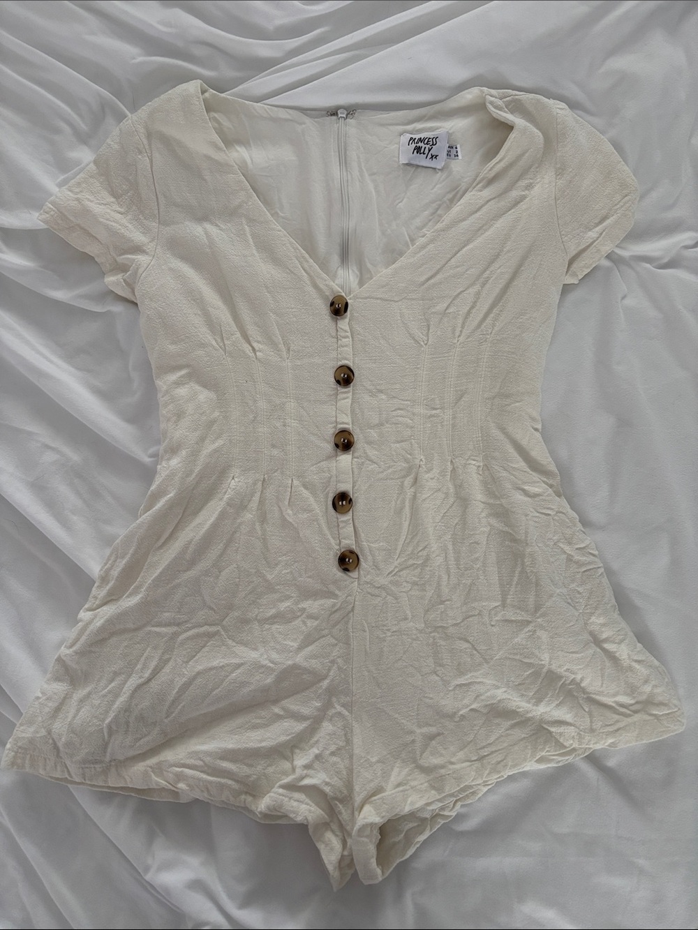 Princess Polly Cream Button-Front Women’s Romper